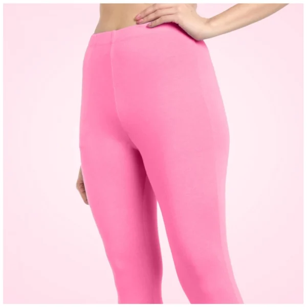 Women's Cotton Blended Solid Ankle legging (Baby Pink) - Image 5