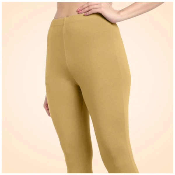Women's Cotton Blended Solid Ankle legging (Beige) - Image 5