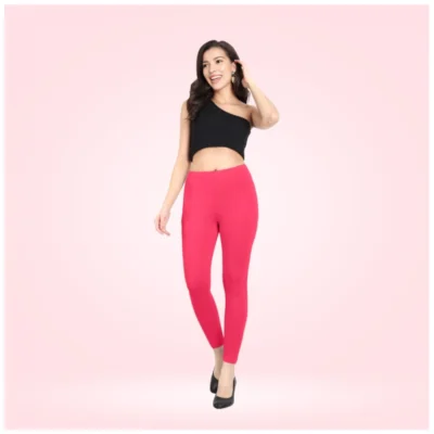 Women's Cotton Blended Solid Ankle legging (Pink)