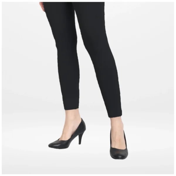 Women's Cotton Blended Solid Ankle legging (Black) - Image 5