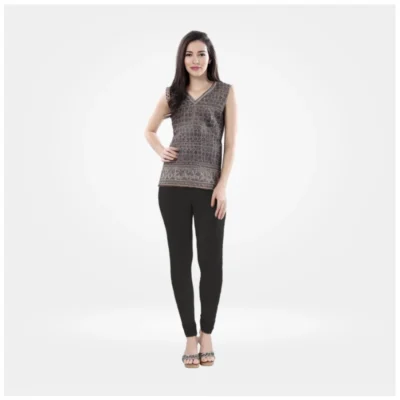 Women's Cotton Blended Solid Churidar leggings (Black)