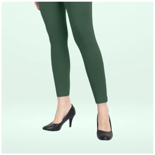 Women's Cotton Blended Solid Ankle legging (Bottle Green) - Image 3