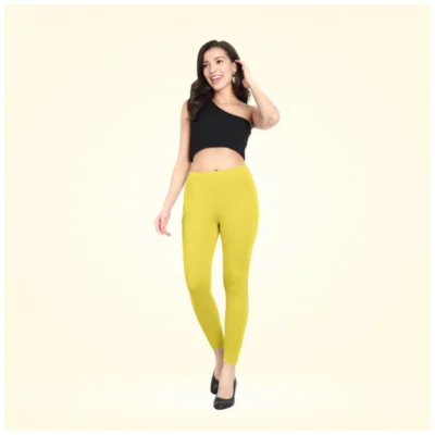 Women's Cotton Blended Solid Ankle legging (Lemon Yellow)