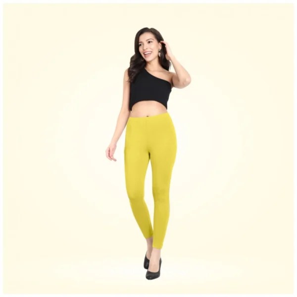 Women's Cotton Blended Solid Ankle legging (Lemon Yellow)
