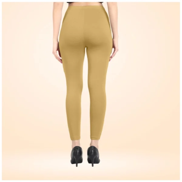 Women's Cotton Blended Solid Ankle legging (Beige) - Image 4