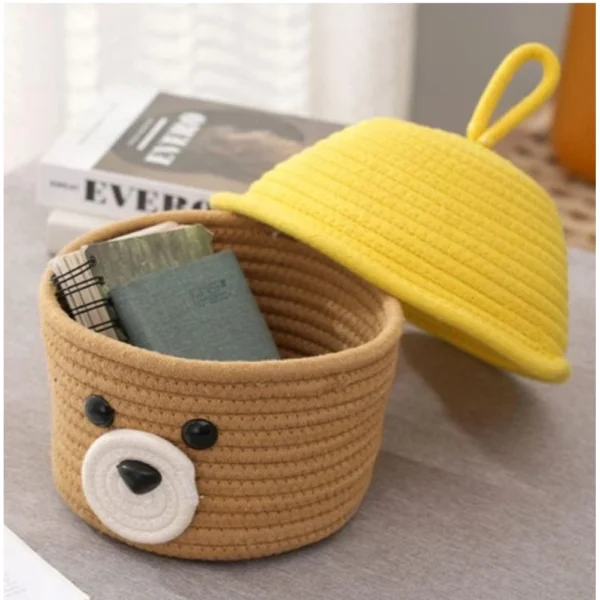 Cotton Box Yellow Lid Inch Pack of 1 Storage Basket For Clothes (Beige) - Image 3