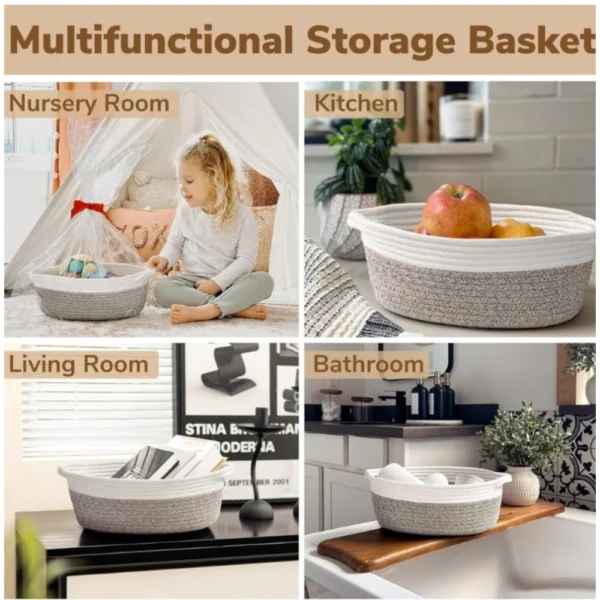 Cotton Baby Gift Basket Inch Pack of 1 Storage Basket For Clothes (White) - Image 2