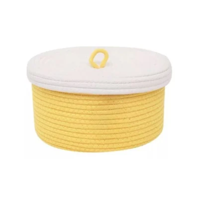 Cotton Box White Lid Inch Pack of 1 Storage Basket For Clothes (Yellow)