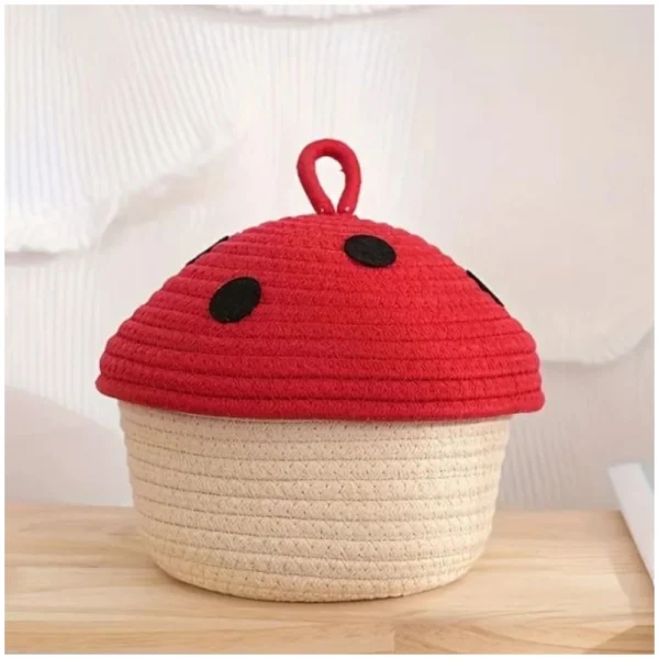 Cotton Box Red lid Pack of 1 Storage Basket For Clothes (White) - Image 2