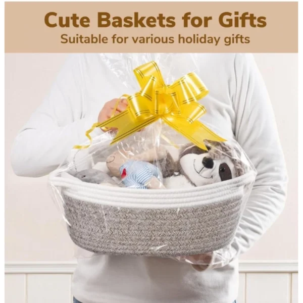 Cotton Baby Gift Basket Inch Pack of 1 Storage Basket For Clothes (White) - Image 3