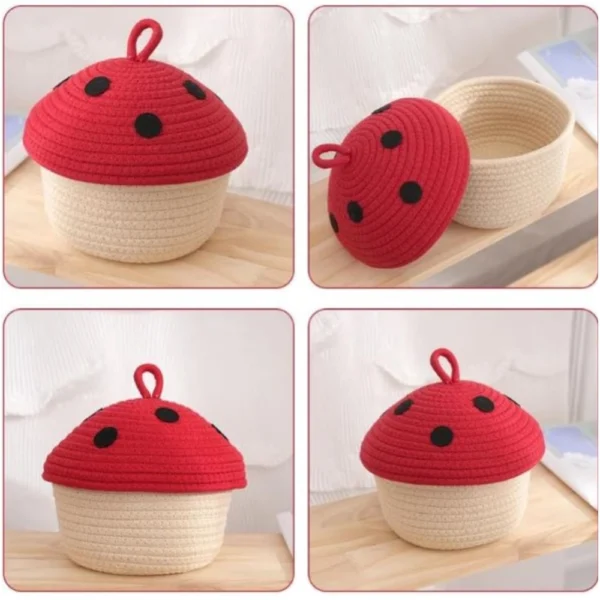 Cotton Box Red lid Pack of 1 Storage Basket For Clothes (White) - Image 3