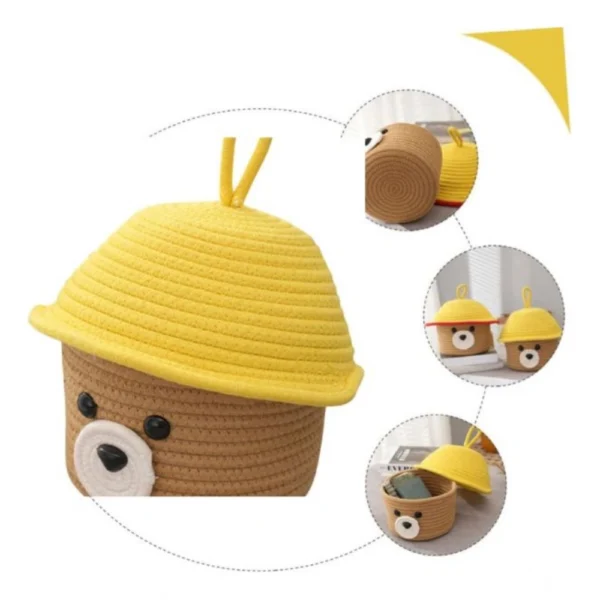 Cotton Box Yellow Lid Inch Pack of 1 Storage Basket For Clothes (Beige) - Image 2