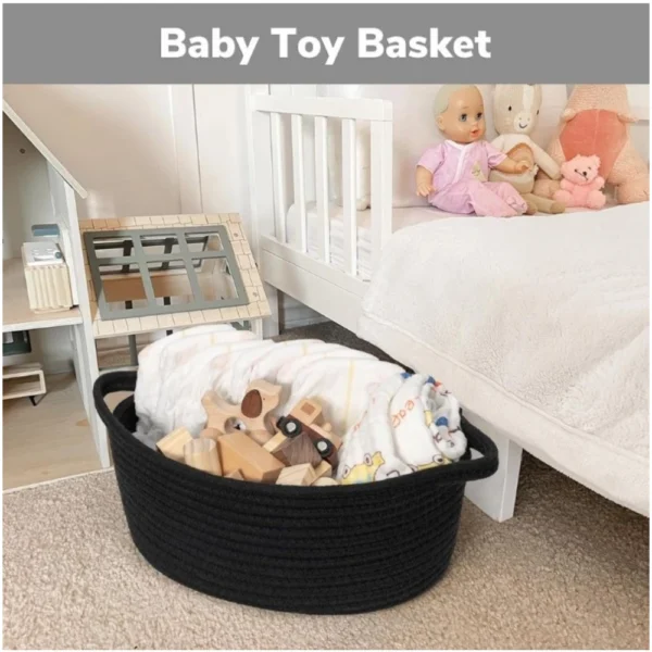 Cotton Baby Gift Basket Pack of 1 Storage Basket For Clothes (Black) - Image 2