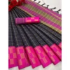 Women's Cotton Silk Printed Saree With Unstitched Blouse 5.5Mtr (Black)
