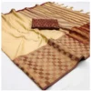 Women's Cotton Silk Checkered Saree With Unstitched Blouse 5.5Mtr (Gold)