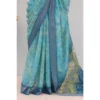 Generic Women's Linen Digital Print Saree With Unstitched Blouse 5.5Mtr (Sky Blue) - Image 3