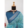 Generic Women's Linen Digital Print Saree With Unstitched Blouse 5.5Mtr (Sky Blue) - Image 4