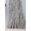 Generic Women's Linen Digital Print Saree With Unstitched Blouse 5.5Mtr (Grey) - Image 3