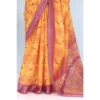 Generic Women's Linen Digital Print Saree With Unstitched Blouse 5.5Mtr (Mustard) - Image 3