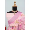 Generic Women's Linen Digital Print Saree With Unstitched Blouse 5.5Mtr (Pink) - Image 4