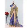 Generic Women's Mysore Silk  Digital Print Saree With Unstitched Blouse 5.5Mtr (Blue)