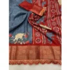 Women's Dola Silk Printed Saree With Unstitched Blouse 5.5Mtr (Grey) - Image 2