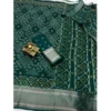 Women's Dola Silk Printed Saree With Unstitched Blouse 5.5Mtr (Green)
