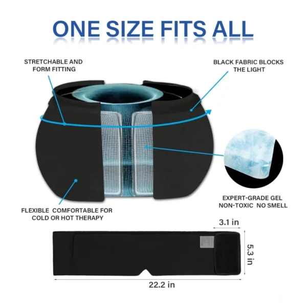 Fabric, Gel Migraine Relief Cap (Black) - Image 2