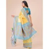 Women's Lichi Silk Printed Saree With Unstitched Blouse 5.5Mtr (Yellow) - Image 3