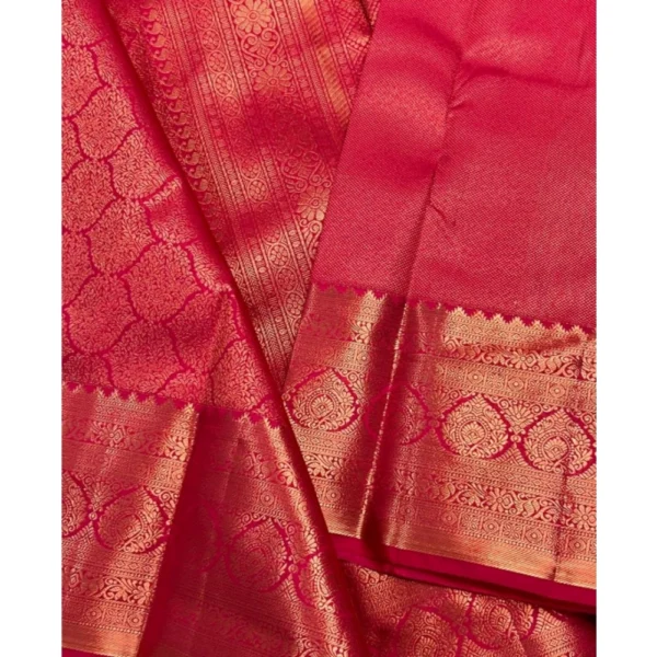 Women's Silk Printed Saree With Unstitched Blouse 5.5Mtr (Rani Pink) - Image 2