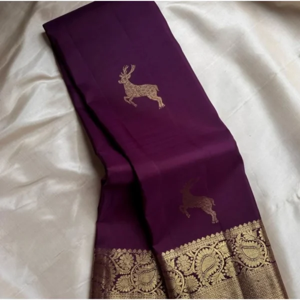 Women's Silk Printed Saree With Unstitched Blouse 5.5Mtr (Wine) - Image 3