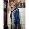 Women's Silk Printed Saree With Unstitched Blouse 5.5Mtr (Rama) - Image 3