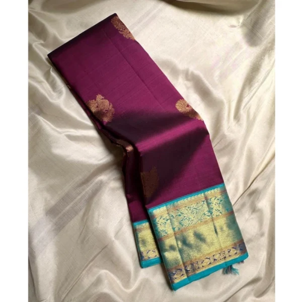 Women's Silk Printed Saree With Unstitched Blouse 5.5Mtr (Wine) - Image 2