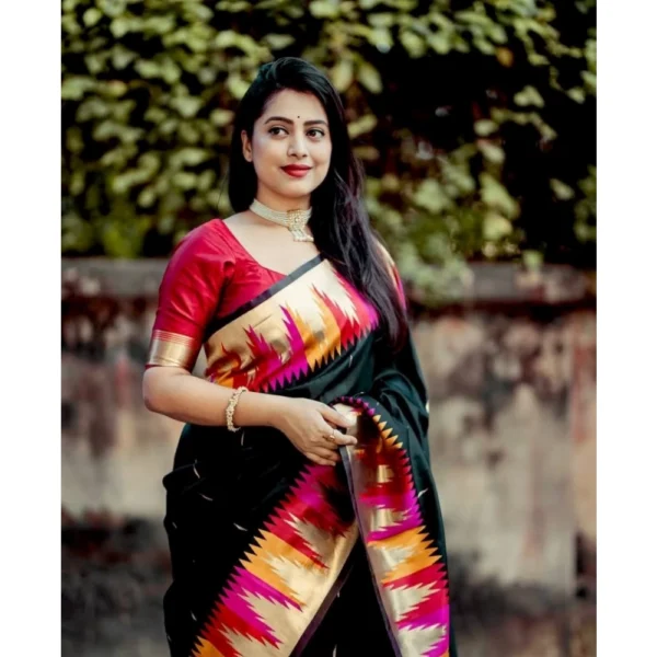 Women's Silk Printed Saree With Unstitched Blouse 5.5Mtr (Multicolor) - Image 2