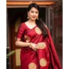 Women's Silk Printed Saree With Unstitched Blouse 5.5Mtr (Red) - Image 2