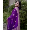 Women's Silk Printed Saree With Unstitched Blouse 5.5Mtr (Purple) - Image 3