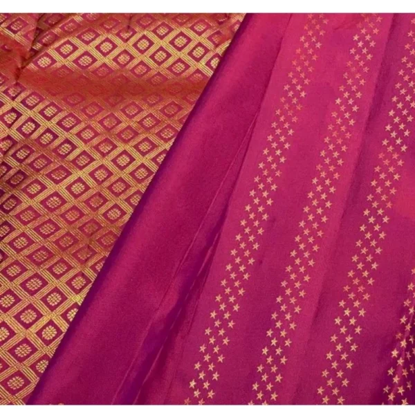 Women's Silk Printed Saree With Unstitched Blouse 5.5Mtr (Rani Pink) - Image 3