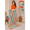 Generic Women's Small Lace Georgette Striped Ready-to-Wear Saree With Unstitched Blouse 5.5 Mtr (Multicolor) - Image 3