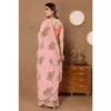 Women's Small Lace Georgette Printed Ready-to-Wear Saree With Unstitched Blouse 5.5 Mtr (Peach) - Image 3
