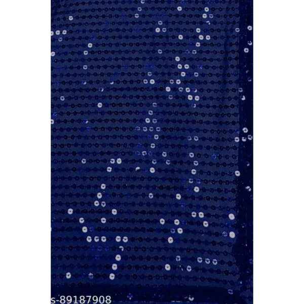 Women's Georgette Embellished Sequnece Bollywood Saree With Unstitched Women>Ethnic Wear>Blouse 5.5Mtr (Blue) - Image 2