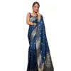 Women's Silk Printed Saree With Unstitched Blouse 5.5Mtr (Rama)