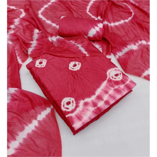 Women's Chanderi Cotton Printed Unstitched Salwar Suit Material With Dupatta 2.3Mtrs (Pink) - Image 3
