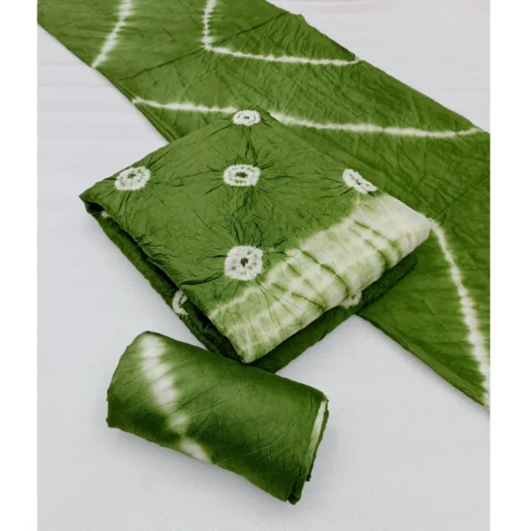 Women's Chanderi Cotton Printed Unstitched Salwar Suit Material With Dupatta 2.3Mtrs (Green) - Image 2
