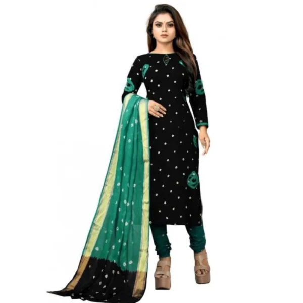 Women's Rayon Printed Unstitched Salwar Suit Material With Dupatta 2.3Mtrs (Black) - Image 2