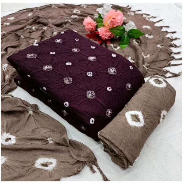 Women's Rayon Printed Unstitched Salwar Suit Material With Dupatta 2.3Mtrs (Wine) - Image 2