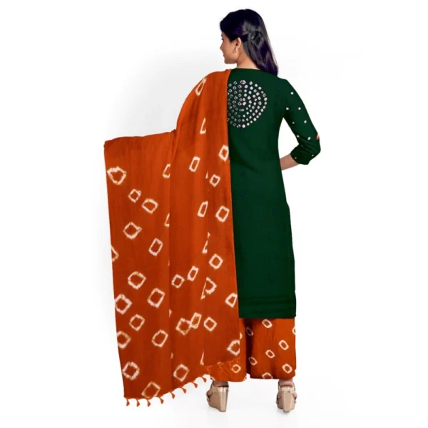 Women's Rayon Printed Unstitched Salwar Suit Material With Dupatta 2.3Mtrs (Green) - Image 3