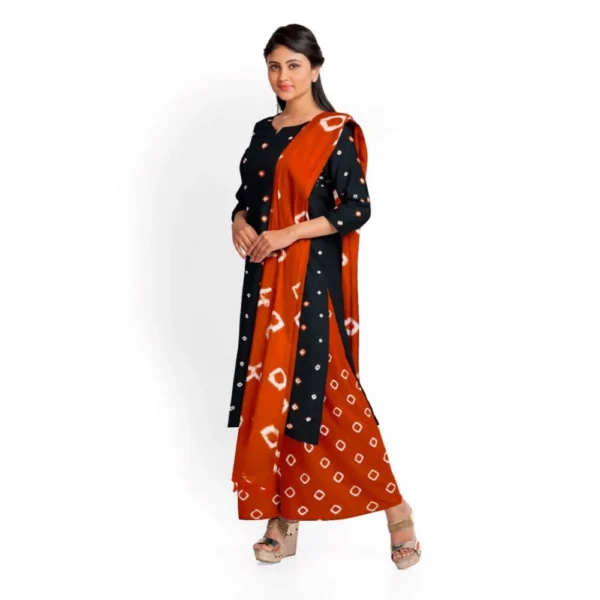 Women's Rayon Printed Unstitched Salwar Suit Material With Dupatta 2.3Mtrs (Black) - Image 3