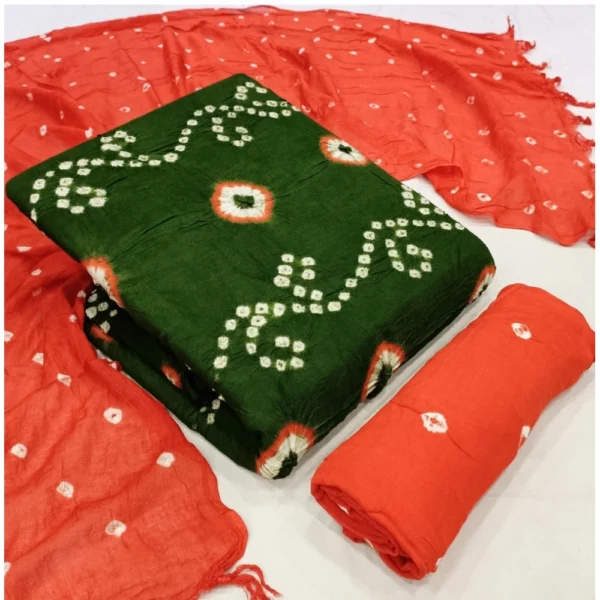 Women's Rayon Printed Unstitched Salwar Suit Material With Dupatta 2.3Mtrs (Mehendi Green) - Image 2