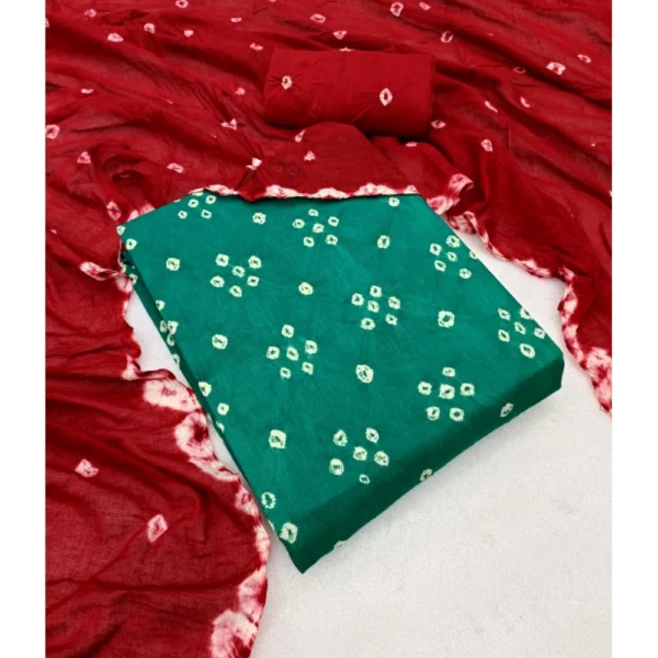 Women's Cambric Cotton Printed Unstitched Salwar Suit Material With Dupatta 2.3Mtrs (Rama) - Image 3