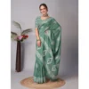Women's Chanderi Cotton Batik Printed Saree With Unstitched Blouse 5.5Mtr (Green) - Image 2